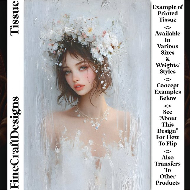 Papier Mousseline Shabby Portrait Chic, Blooms Blancs CX7L Découpage (Créateur téléchargé)