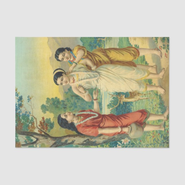 Papier Mousseline Shakuntala Sakhi par Raja Ravi Varma (Recto)