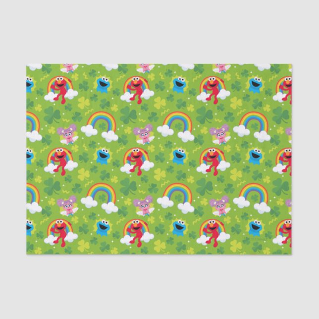 Papier Mousseline Shamrock de rue Sesame et Motif arc-en-ciel (Recto)