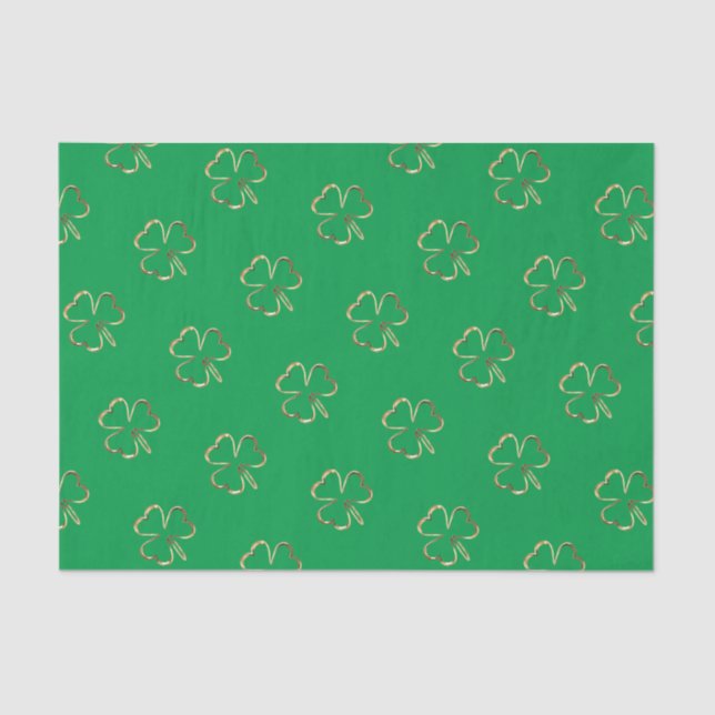 Papier Mousseline Shamrock Green Irlande Motif de trèfle (Recto)