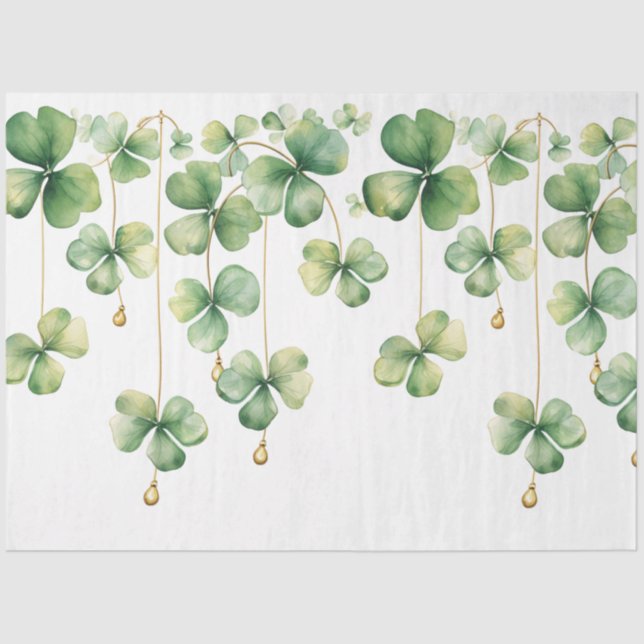 Papier Mousseline Shamrocks avec perles d'or (Recto)