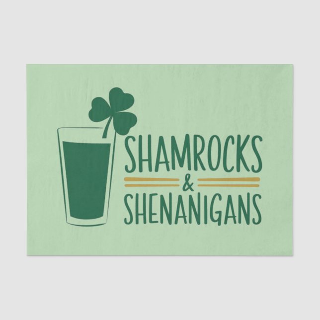 Papier Mousseline Shamrocks et Shenanigans : Conception de la Saint  (Recto)