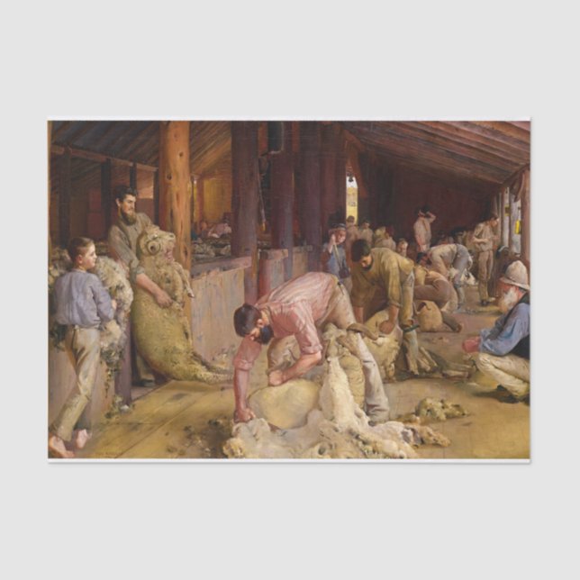 Papier Mousseline Shear the Rams, 1890 par Tom Roberts (Recto)