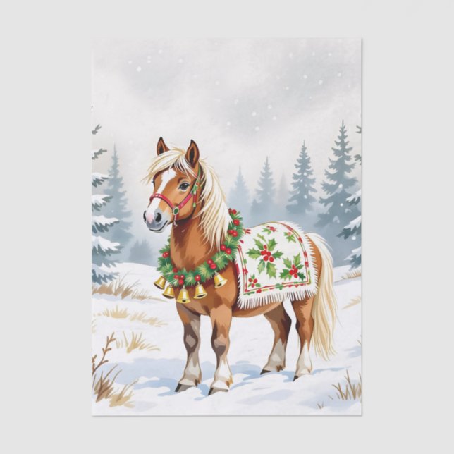 Papier Mousseline Shetland Pony et Holly Christmas (Recto)