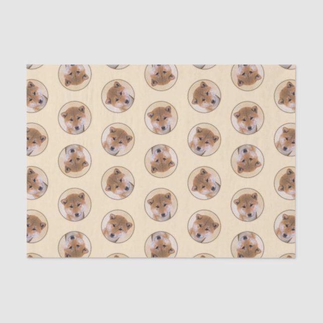 Papier Mousseline Shiba Inu Peinture Rouge mignonne Original Animal  (Recto)