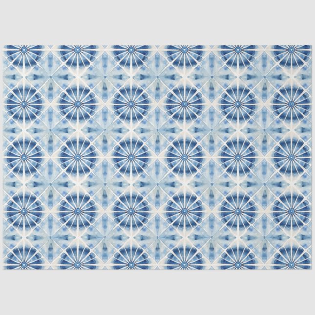 Papier Mousseline Shibori Blue Japanese Textile Art No 10 (Recto)