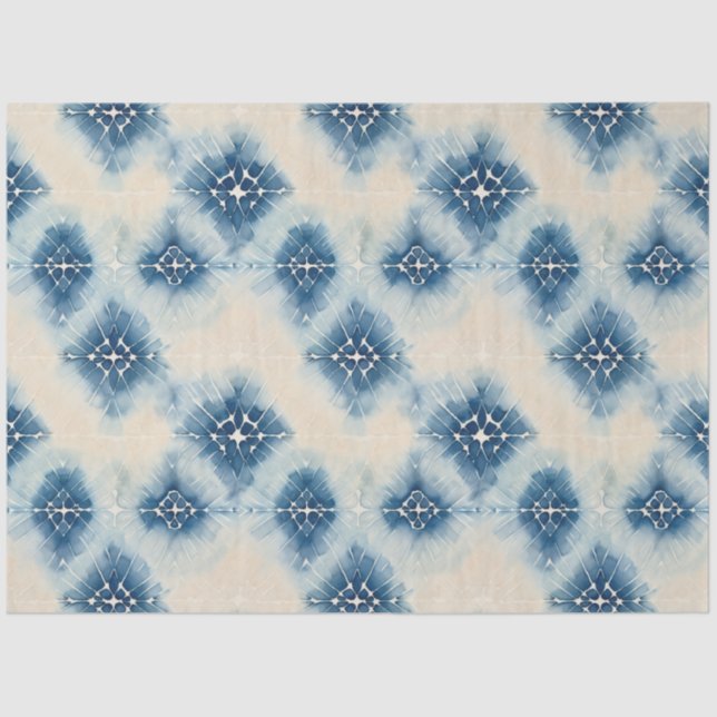 Papier Mousseline Shibori Blue Japanese Textile Art No 11 (Recto)