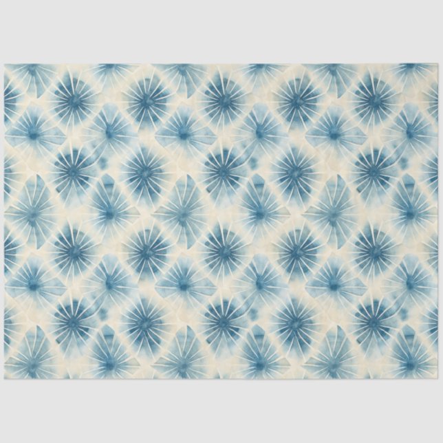 Papier Mousseline Shibori Blue Japanese Textile Art No 16 (Recto)