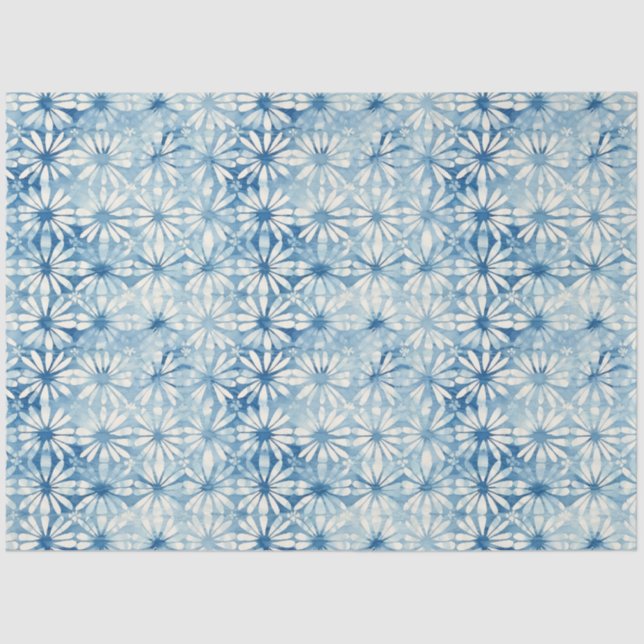 Papier Mousseline Shibori Blue Japanese Textile Art No 3 (Recto)