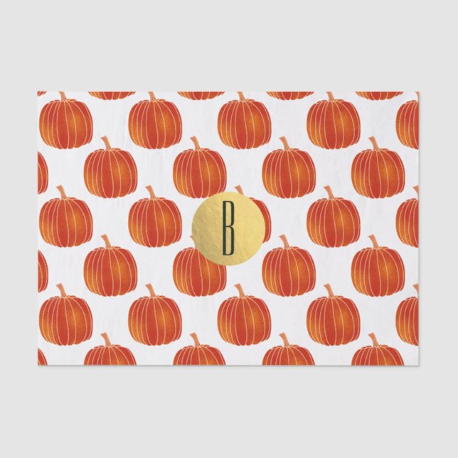 Papier Mousseline Shiny Orange Automne Citrouille Gold Glam Personna (Recto)