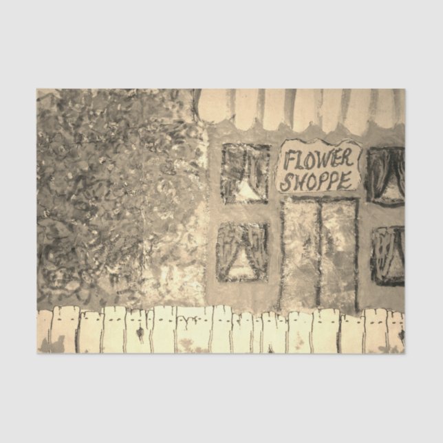 Papier Mousseline Shoppe de fleurs Sepia (Recto)