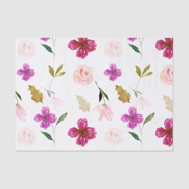 Papier Mousseline Si Belle Aquarelle Florale (Recto)