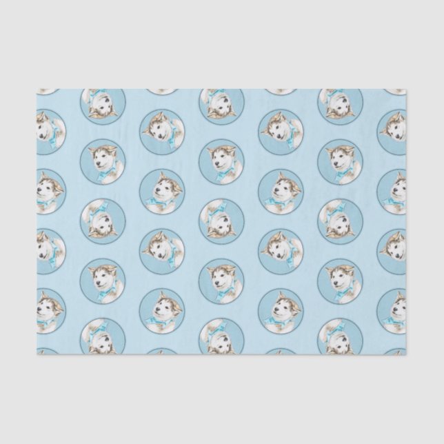 Papier Mousseline Sibérie Husky Puppy Peinture Chien Rouge Cuivre Ar (Recto)