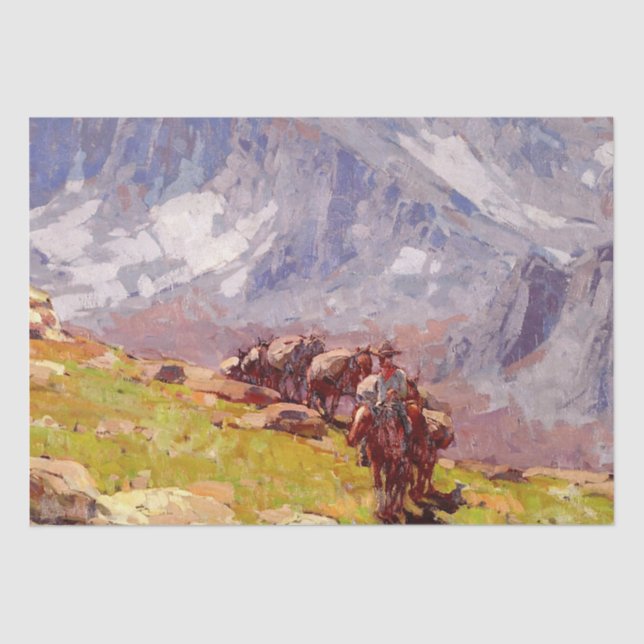 Papier Mousseline « Sierra Packer » Art occidental par Edgar Payne (Recto)