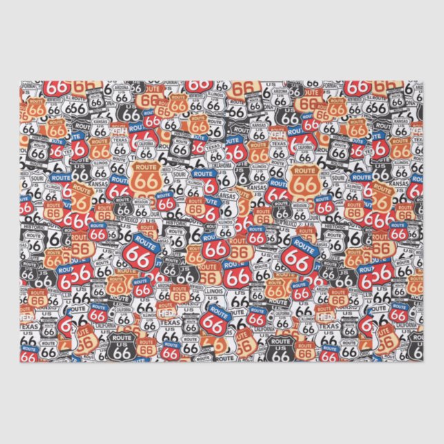 Papier Mousseline Signaux routiers de la route 66 (Recto)