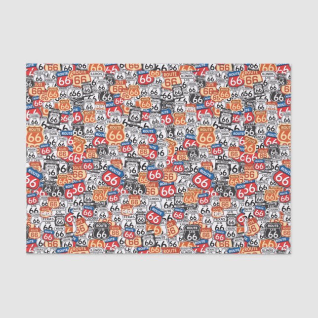 Papier Mousseline Signaux routiers de la route 66 (Recto)