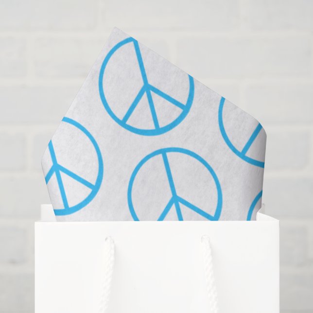 Papier Mousseline Signe de Paix Bleu Groovy Rétro Amusant (Sac cadeau)