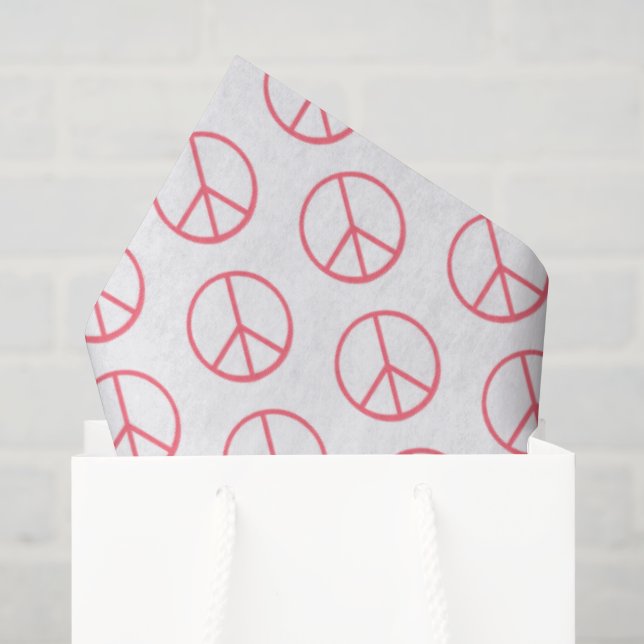 Papier Mousseline Signe de Paix Orange Groovy Rétro Amusant (Sac cadeau)