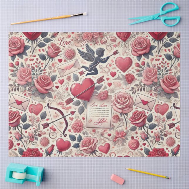 Papier Mousseline Signé d'une rose (Artisanat)