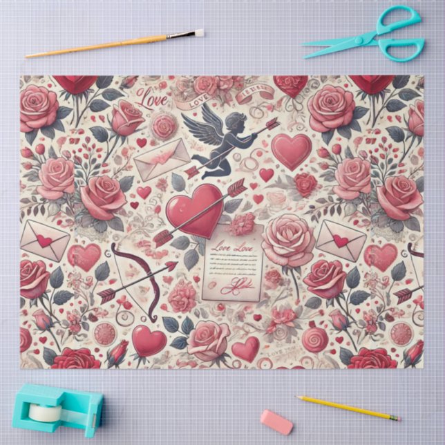 Papier Mousseline Signed with a Rose (Artisanat)