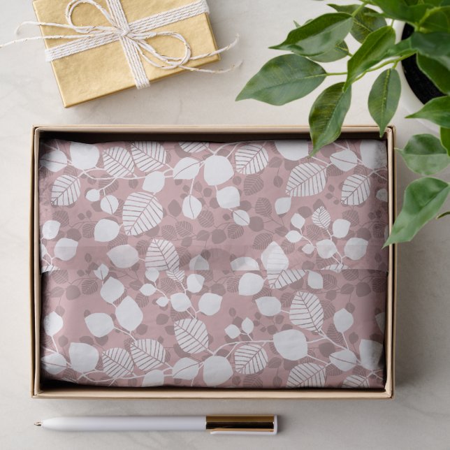 Papier Mousseline Silhouette botanique Canopy Blush à feuillage emmê (Cadeau)