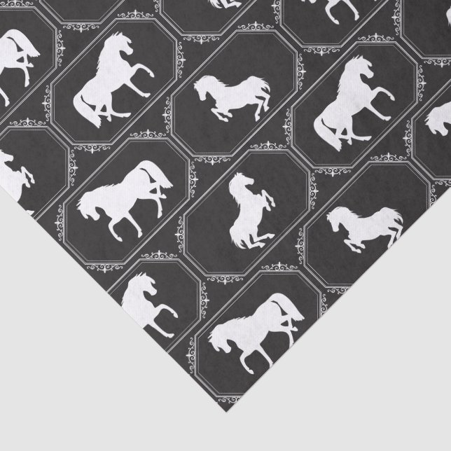 Papier Mousseline Silhouette de cheval encadrée (Détail)