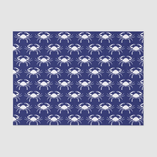 Papier Mousseline Silhouette de crabe #2 dessin bleu blanc (Recto)