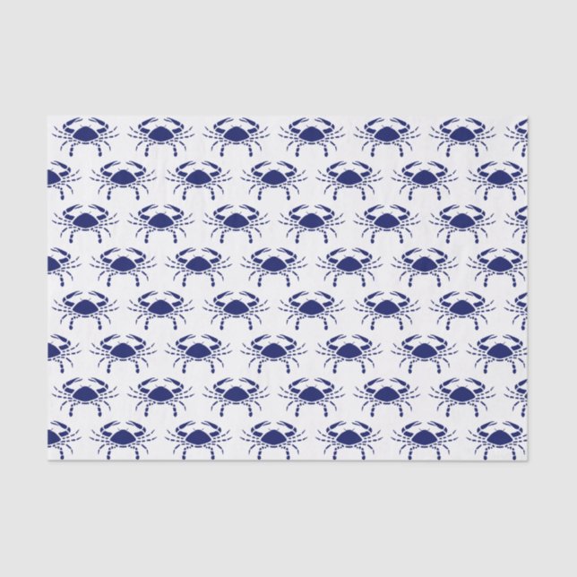 Papier Mousseline Silhouette de crabe #2 Dessin Papier Tissu Bleu (Recto)