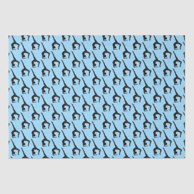 Papier Mousseline Silhouette de gymnaste sur bleu (Recto)