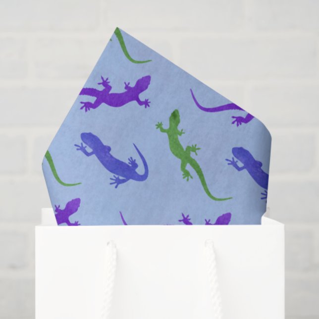 Papier Mousseline Silhouette de salamandre vive en bleu (Sac cadeau)