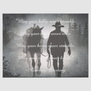 Papier Mousseline Silhouette du Cheval de Bienheureux Cowboy