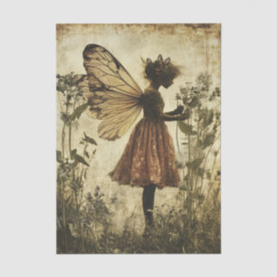 Papier Mousseline Silhouette fée vintage avec découpage des ailes