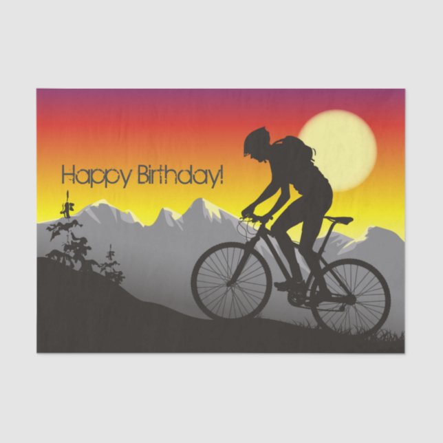 Papier Mousseline Silhouette Mountain Bike Joyeux anniversaire (Recto)