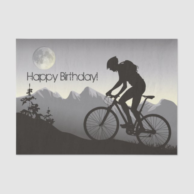 Papier Mousseline Silhouette Mountain Vélo et Pleine lune Anniversai (Recto)