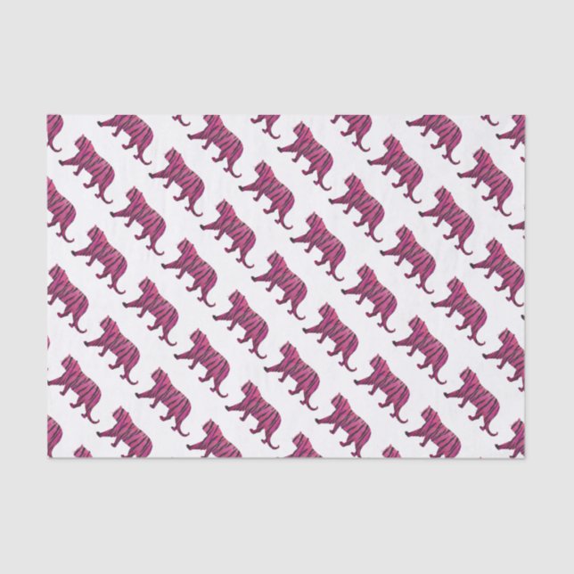 Papier Mousseline Silhouette rose chaud et tigre noir (Recto)