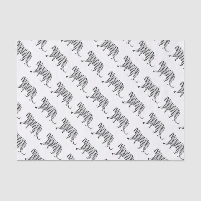 Papier Mousseline Silhouette Tiger noir et blanc (Recto)