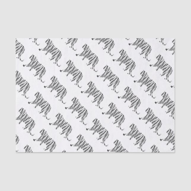 Papier Mousseline Silhouette Tiger noir et blanc (Recto)