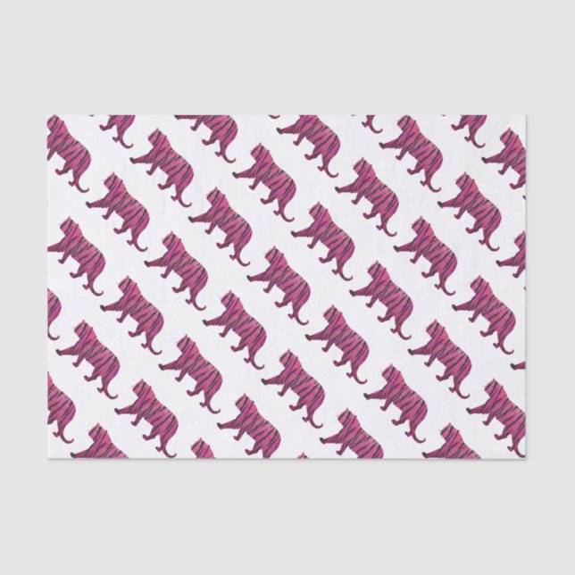 Papier Mousseline Silhouette Tiger rose et noir (Recto)
