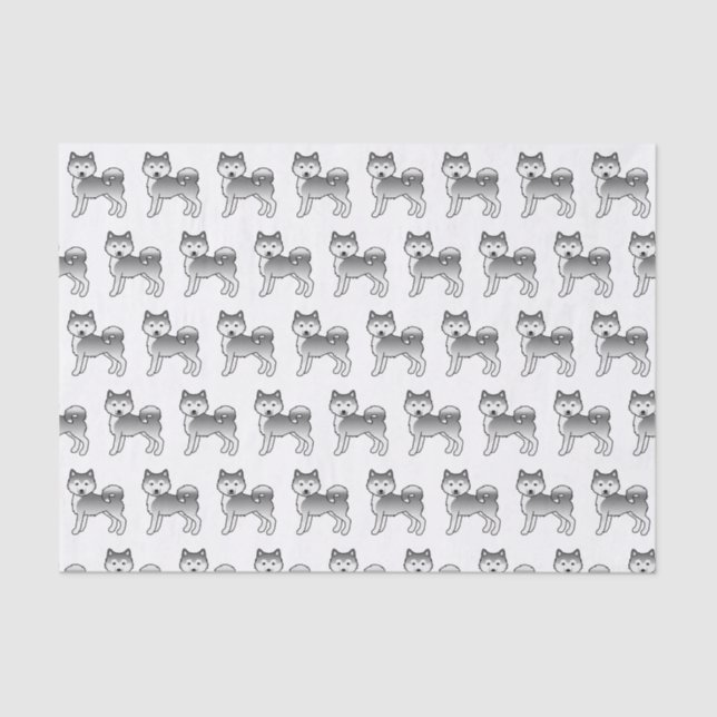 Papier Mousseline Silver Alaskan Malamute mignon Motif de dessin ani (Recto)