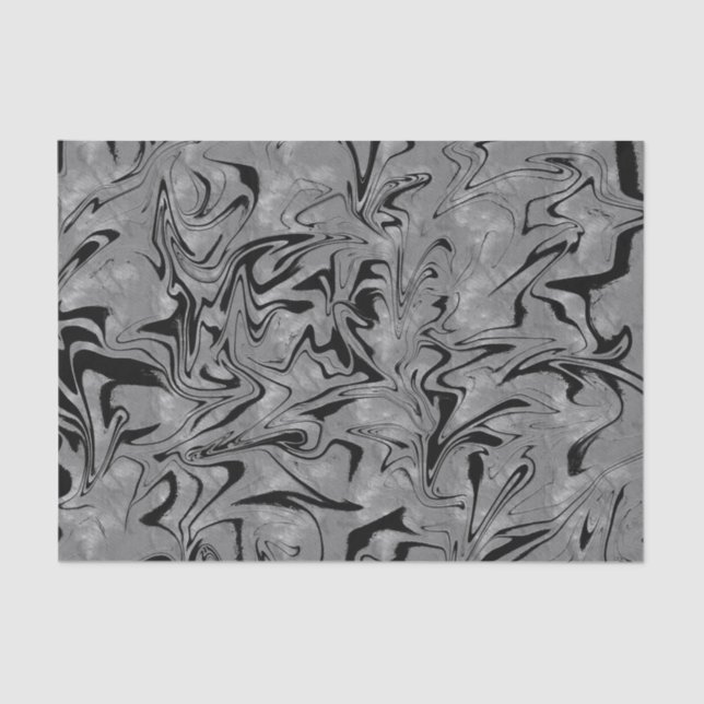 Papier Mousseline Silver Grey Black Elegant Glam Marble Swirl Party (Recto)