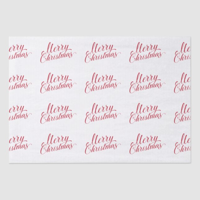 Papier Mousseline Simple élégante Rouge Script moderne Noël (Recto)
