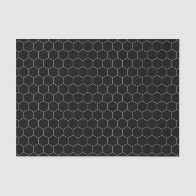 Papier Mousseline Simple Et Élégant Motif Honeycomb Noir & Gris (Recto)