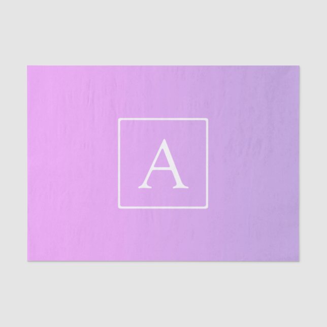 Papier Mousseline Simple Monogramme | Dégradé Rose/Violet Subtil (Recto)