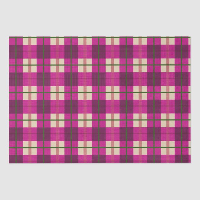 Papier Mousseline Simple Noël Plaid Pink Purple À damiers (Recto)