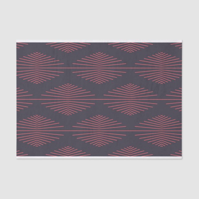 Papier Mousseline Simple, rouge, motif traditionnel avec lignes (Recto)