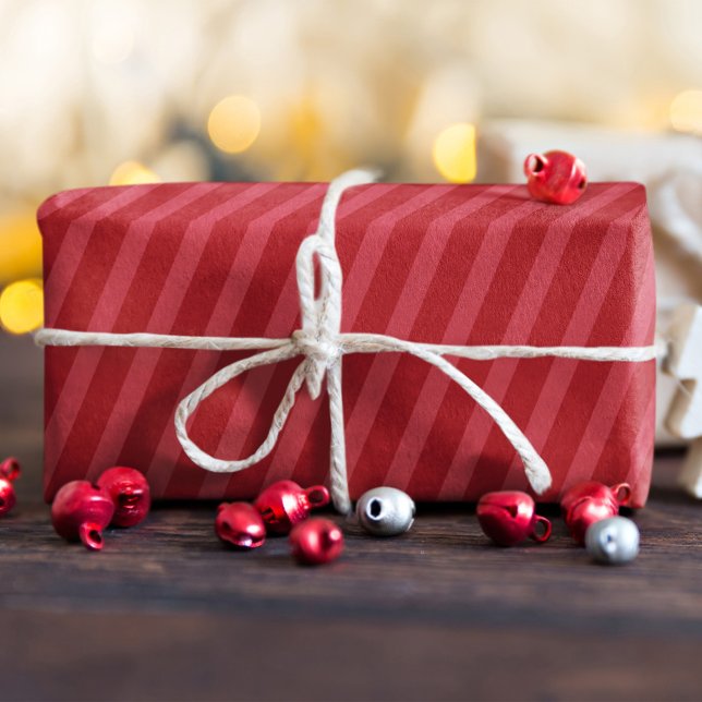 Papier Mousseline Simple rouge Whimsical mignon classique Motif rayé (Simple red striped festive minimalist tissue paper)