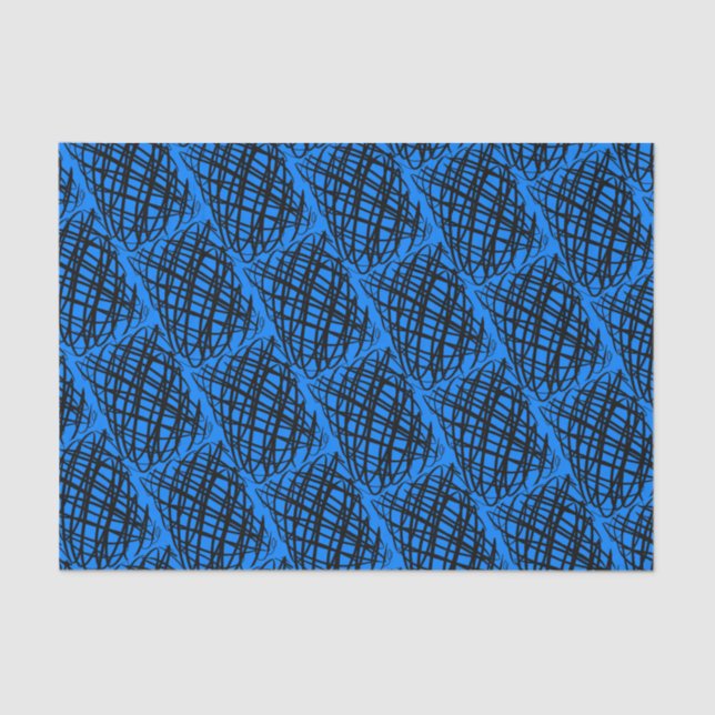 Papier Mousseline Simple Scribble | Noir | Angled | Bleu | (Recto)