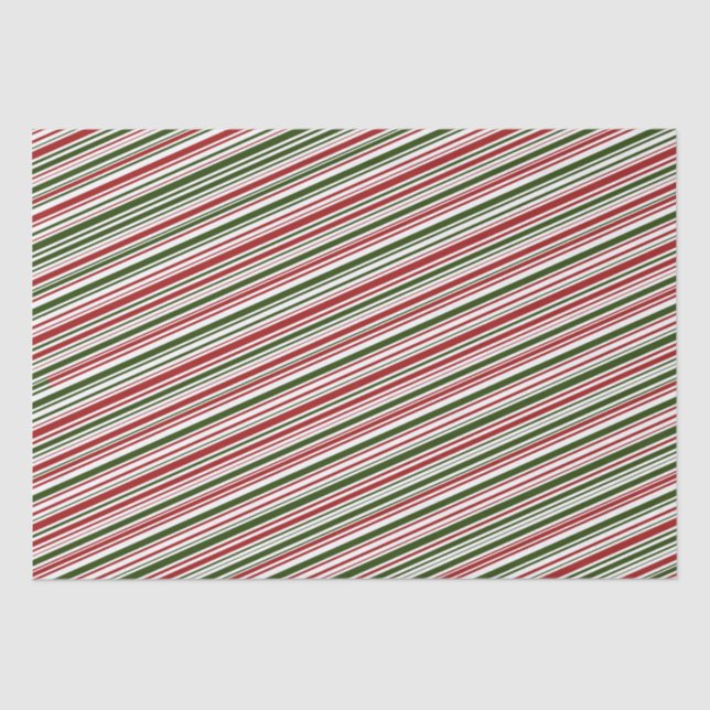 Papier Mousseline Simples rayures rouges et vertes Noël   (Recto)