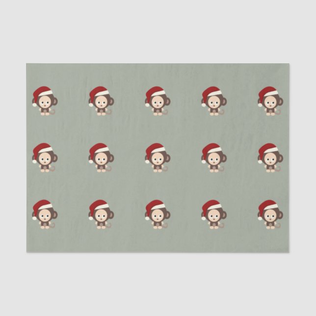 Papier Mousseline Singe de Noël mignon (Recto)