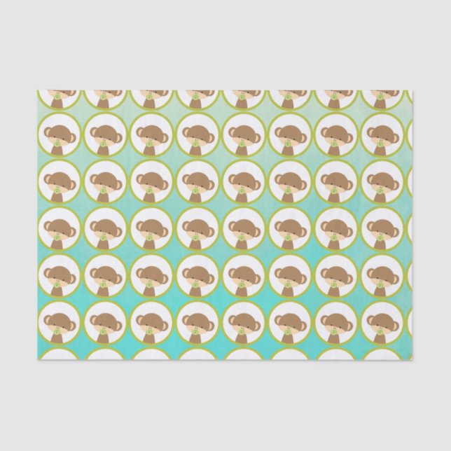 Papier Mousseline Singe Safari bébé avec Motif Pacificateur (Recto)